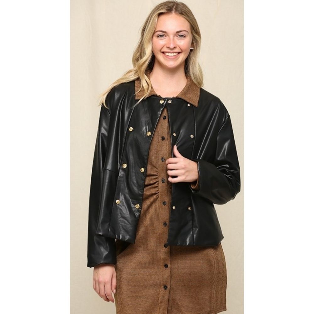 GIGIO FAUX LEATHER DOUBLE BUTTON JACKET. NWT - Picture 5 of 8